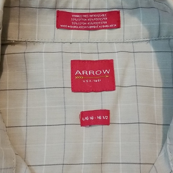 Arrow mens plaid short sleeve button up large - Picture 6 of 9